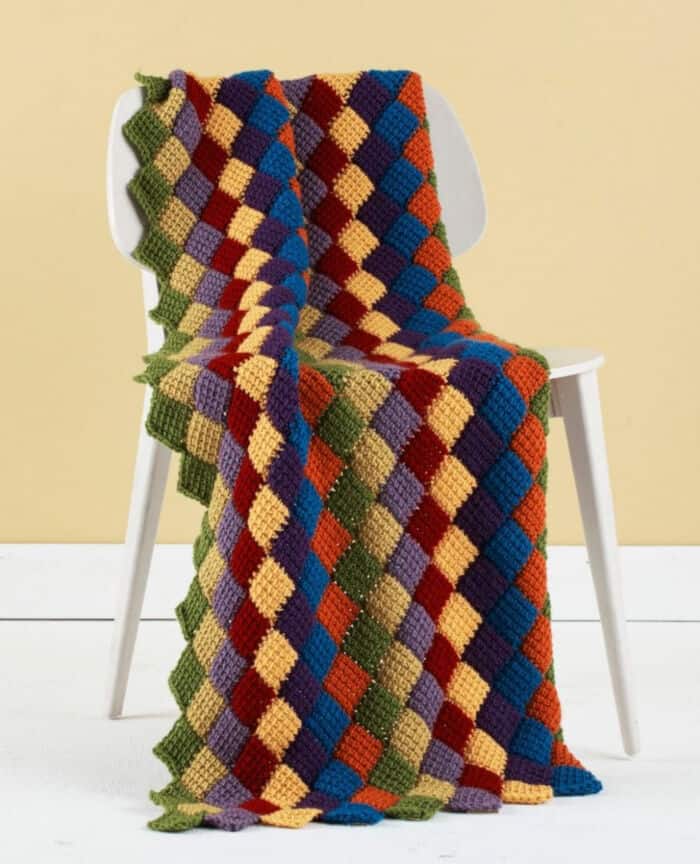 Tunisian Entrelac Throw by All Free Crochet