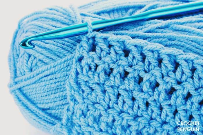 Boye Crochet - Blue Aluminum hook with blue yarn and crochet project