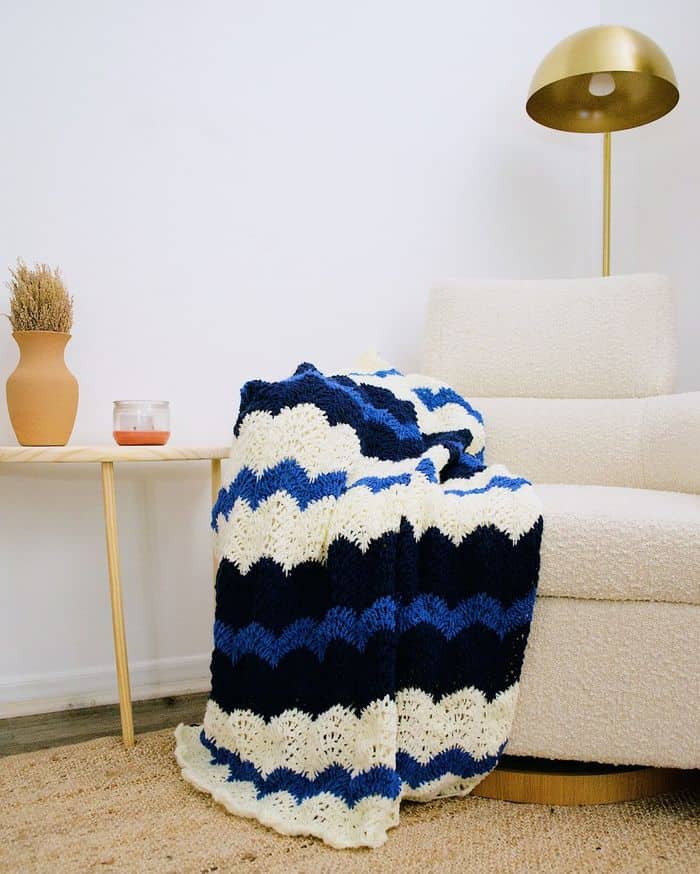 Tunisian Bubble Chevron Afghan - Lion Brand