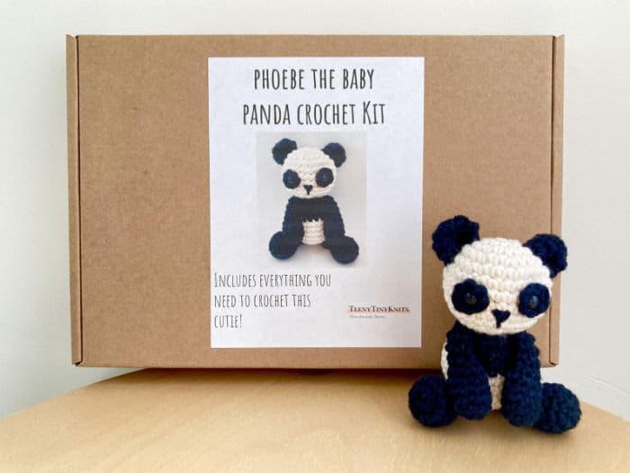 TeenyTinyKnits Panda Amigurumi Kit Everything you need to make a little crocheted Panda